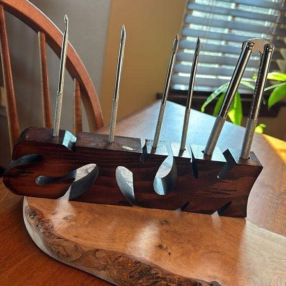 NEW. Vintage 6 Piece MCM Wood Nutcracker Utensil Set - Picture 7 of 8